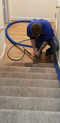 Carpet cleaning on stairs