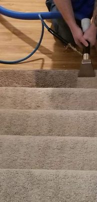 Steam cleaning stairs