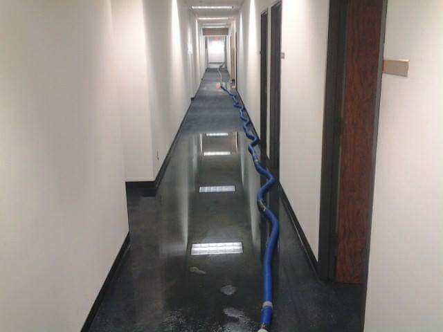 Water damage in a hallway